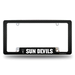 Arizona State Sun Devils Carbon Fiber 12" x 6" Chrome All Over Automotive License Plate Frame