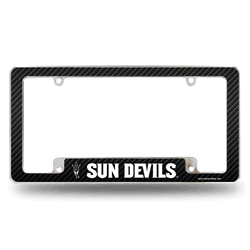 Arizona State Sun Devils Carbon Fiber 12" x 6" Chrome All Over Automotive License Plate Frame for Car/Truck/SUV