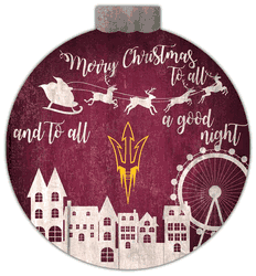 Arizona State Sun Devils Christmas Village 12in Wall Art