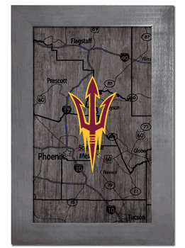 Arizona State Sun Devils City Map 11x19 Sign
