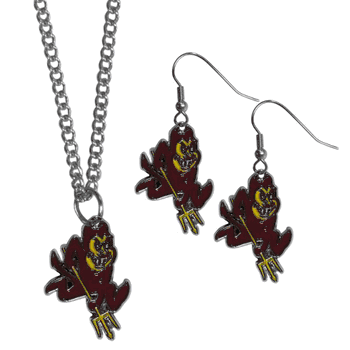 Arizona State Sun Devils Dangle Earrings and Chain Necklace Set