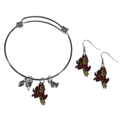 Arizona State Sun Devils Dangle Earrings and Charm Bangle Bracelet Set