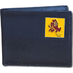 Arizona State Sun Devils Leather Bi-fold Wallet Packaged in Gift Box
