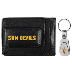 Arizona State Sun Devils Leather Cash & Cardholder & Steel Key Chain