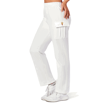 Arizona State Sun Devils NCAA Kadi Cargo Straight Fleece Pants White Large