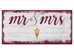 Arizona State Sun Devils Script Mr & Mrs 6x12 Sign