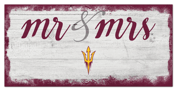 Arizona State Sun Devils Script Mr & Mrs 6x12 Sign