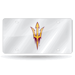 Arizona State Sun Devils Standard 12" x 6" Silver Laser Cut Tag For Car/Truck/SUV