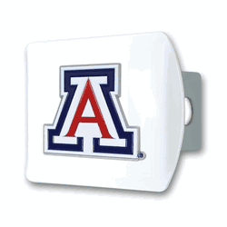 Arizona White Metal Hitch Cover with  3D Color Emblem