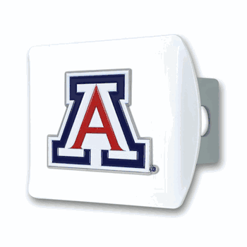 Arizona White Metal Hitch Cover with  3D Color Emblem