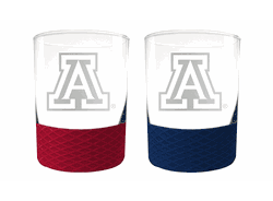 Arizona Wildcats 2pc Laser Etched Commissioner Rocks Glass Set