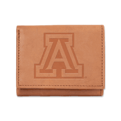 Arizona Wildcats  Brown Embossed Genuine Leather Tri-Fold Wallet