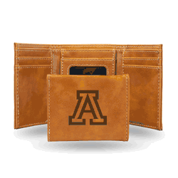 Arizona Wildcats Brown Laser Engraved Tri-Fold Wallet