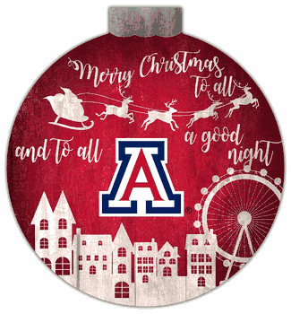 Arizona Wildcats Christmas Village 12in Wall Art