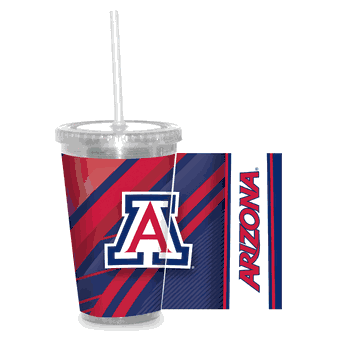 Arizona Wildcats Clear Tumbler W/Straw