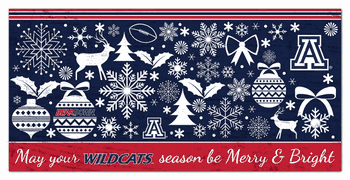 Arizona Wildcats Merry and Bright 6x12 Sign