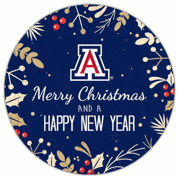 Arizona Wildcats Merry Christmas & New Year 12in Circle