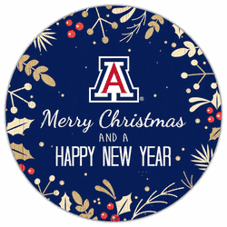 Arizona Wildcats Merry Christmas & New Year 12in Circle