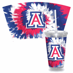 Arizona Wildcats Metallic Tye Dye Clear Tumbler W/Straw
