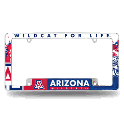 Arizona Wildcats Primary 12" x 6" Chrome All Over Automotive License Plate Frame for Car/Truck/SUV