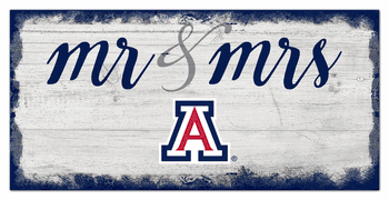 Arizona Wildcats Script Mr & Mrs 6x12 Sign