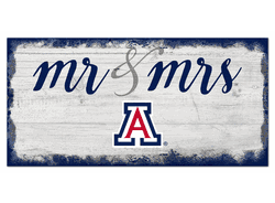 Arizona Wildcats Script Mr & Mrs 6x12 Sign