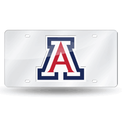 Arizona Wildcats Silver "A" 12" x 6" Silver Laser Cut Tag For Car/Truck/SUV
