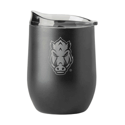 Arkansas Razorbacks 16oz Etch Black Powder Coat Curved Beverage