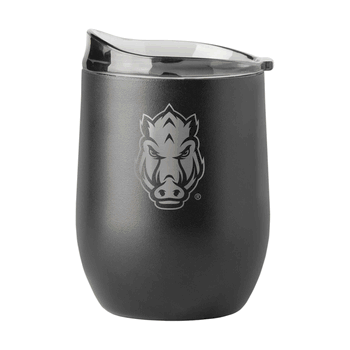 Arkansas Razorbacks 16oz Etch Black Powder Coat Curved Beverage