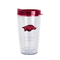 Arkansas Razorbacks 16oz Flipside Dbl Wall Clear Tumbler