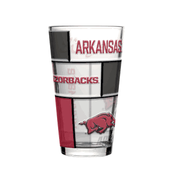 Arkansas Razorbacks 16oz Quilted Stained Pint Glass