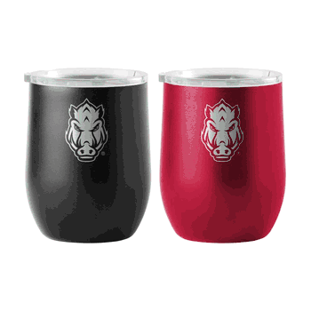 Arkansas Razorbacks 16oz Yours and Mine Etch Powdercoat Curved Beverage Set