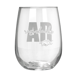 Arkansas Razorbacks 17oz Stemmless Wine Glass
