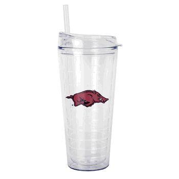 Arkansas Razorbacks 22oz Flipside Dbl Wall Clear Tumbler