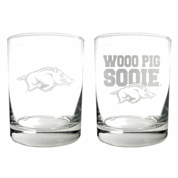 Arkansas Razorbacks 2pc Rocks Glass Set