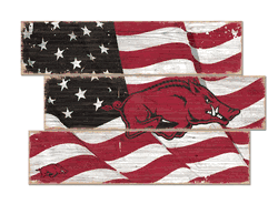 Arkansas Razorbacks American Flag 3 Plank