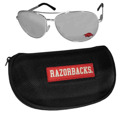 Arkansas Razorbacks Aviator Sunglasses and Zippered Carrying Case