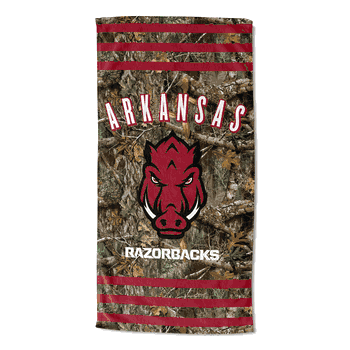 NCAA Arkansas Razorbacks Real Tree Stripes Beach Towel