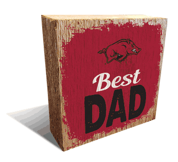 Arkansas Razorbacks Best Dad 6x6 Wood Block
