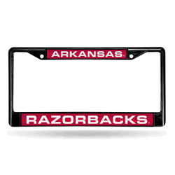 Arkansas Razorbacks Black 12" x 6" Black Laser Cut Chrome Frame