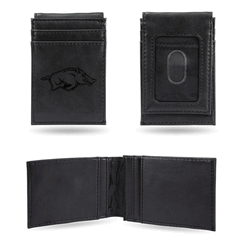 Arkansas Razorbacks Black Laser Engraved Front Pocket Wallet