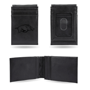 Arkansas Razorbacks Black Laser Engraved Front Pocket Wallet