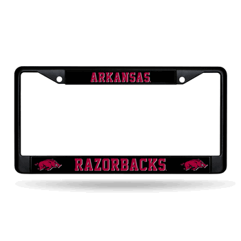 Arkansas Razorbacks Standard Black Chrome Frame with Plastic Inserts 12