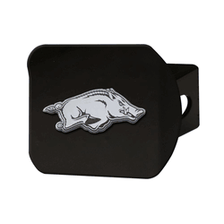 Arkansas Razorbacks Black Metal Hitch Cover with Metal Chrome 3D Emblem