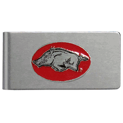 Arkansas Razorbacks Brushed Metal Money Clip