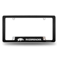Arkansas Razorbacks Carbon Fiber 12" x 6" Chrome All Over Automotive License Plate Frame