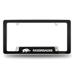 Arkansas Razorbacks Carbon Fiber 12" x 6" Chrome All Over Automotive License Plate Frame for Car/Truck/SUV