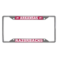 Arkansas Razorbacks Chrome Metal License Plate Frame, 6.25in x 12.25in