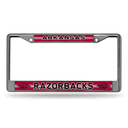 Arkansas Razorbacks Classic 12" x 6" Silver Bling Chrome Car/Truck/SUV Auto Accessory