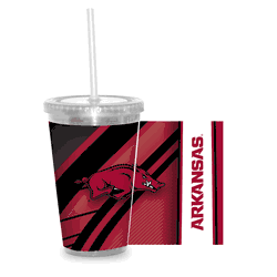 Arkansas Razorbacks Clear Tumbler W/Straw